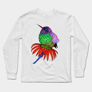 Vibrant Fluffy Baby Hummingbird Long Sleeve T-Shirt